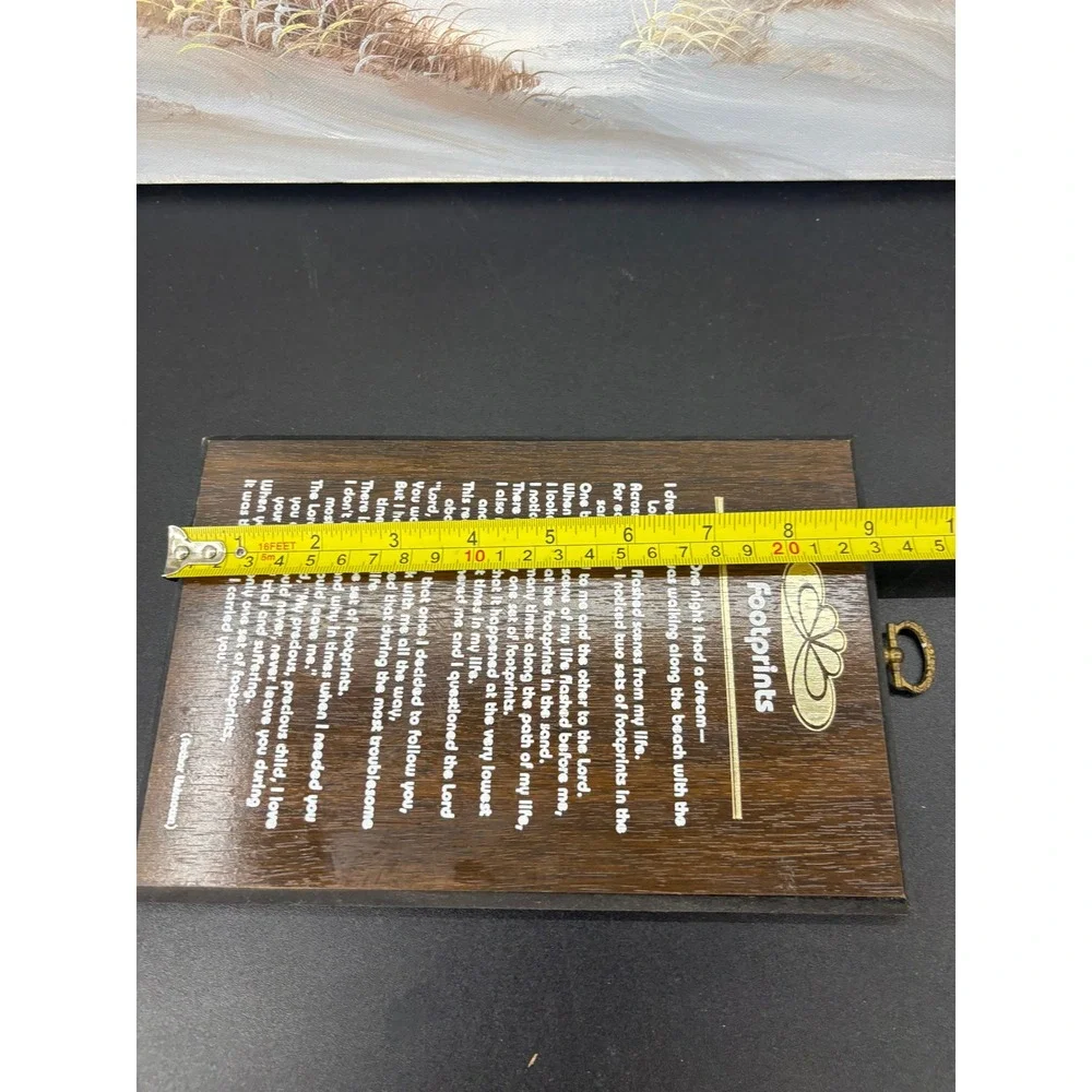 Vintage Footprints in the Sand Poem Wood Wall Plaque Religious Decor 6x8